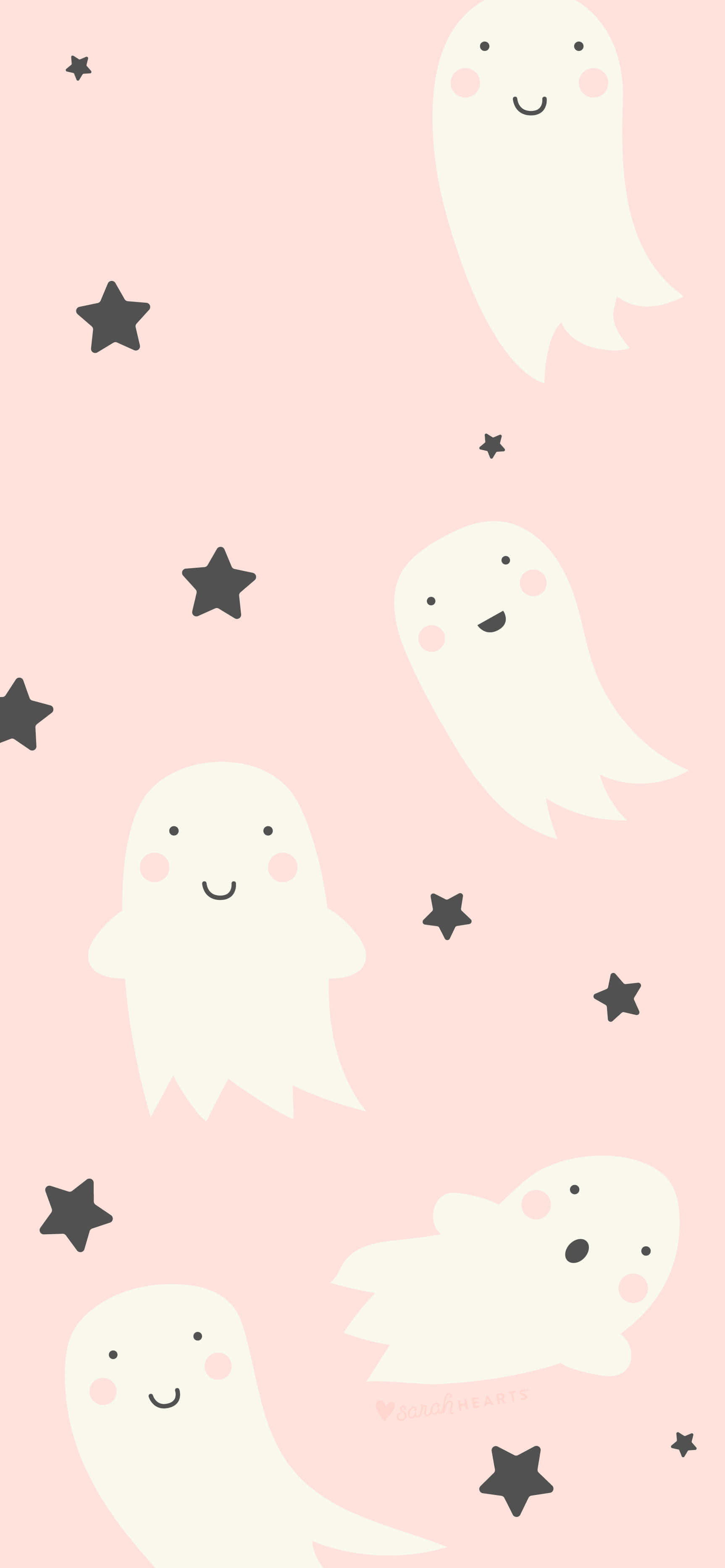 Cute Ghost, white cartoon ghosts, blush cheeks, 2K Phone Wallpaper