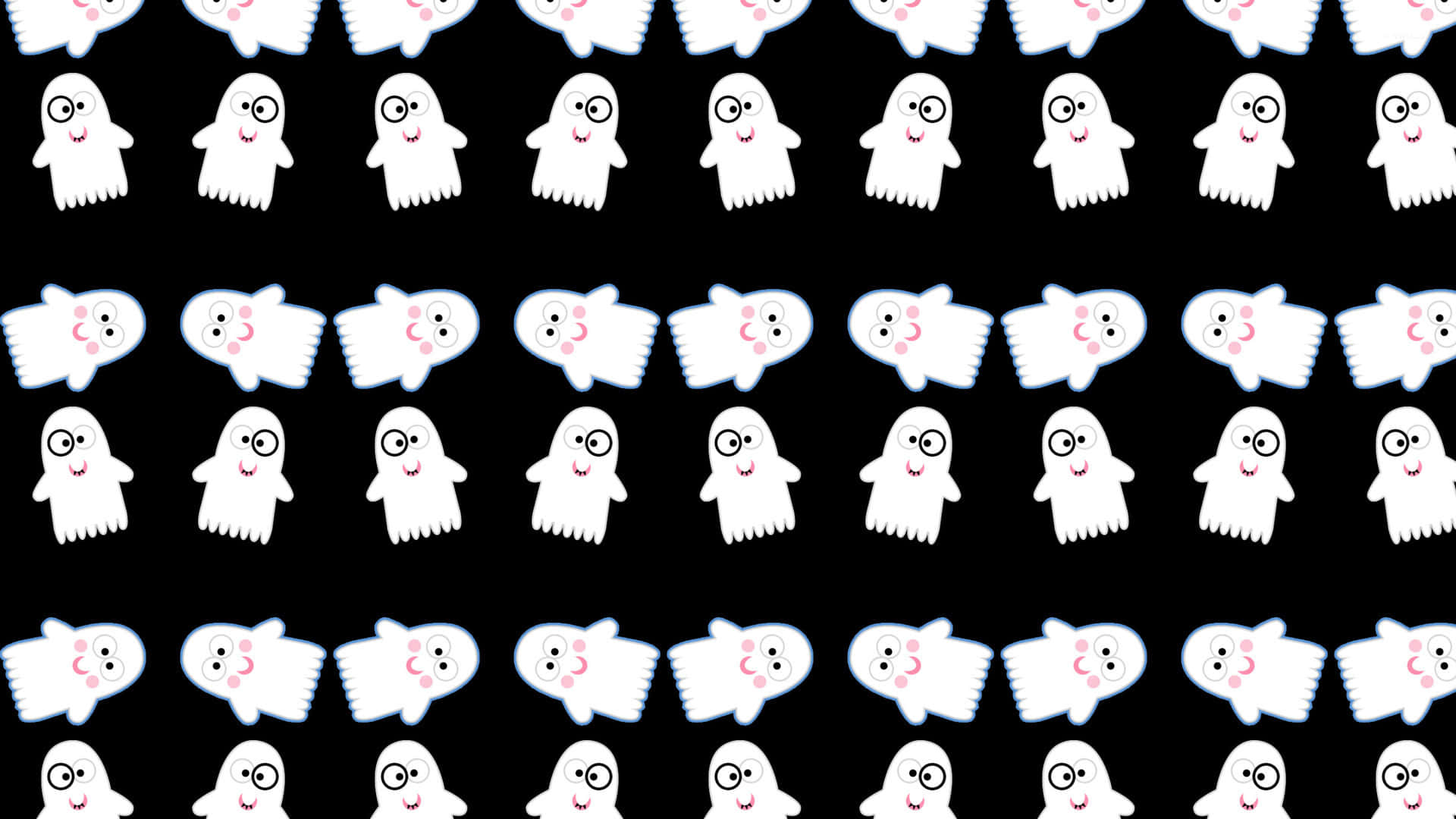 cute ghost, white cartoon ghosts, big eyes, Full HD Desktop Wallpaper
