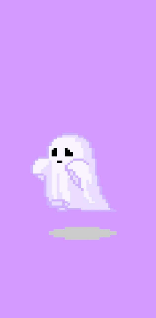 cute ghost, black eyes, lavender background, HD Phone Wallpaper