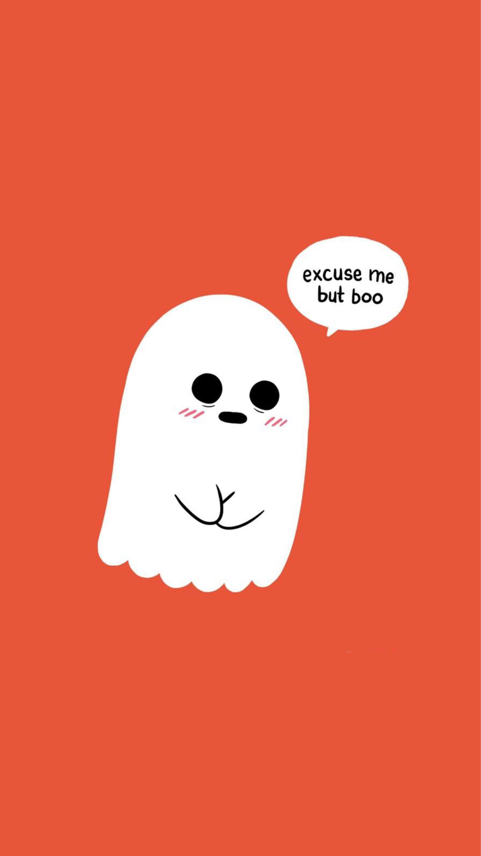 cute ghost, white cartoon ghost, blush cheeks, 2K Phone Wallpaper