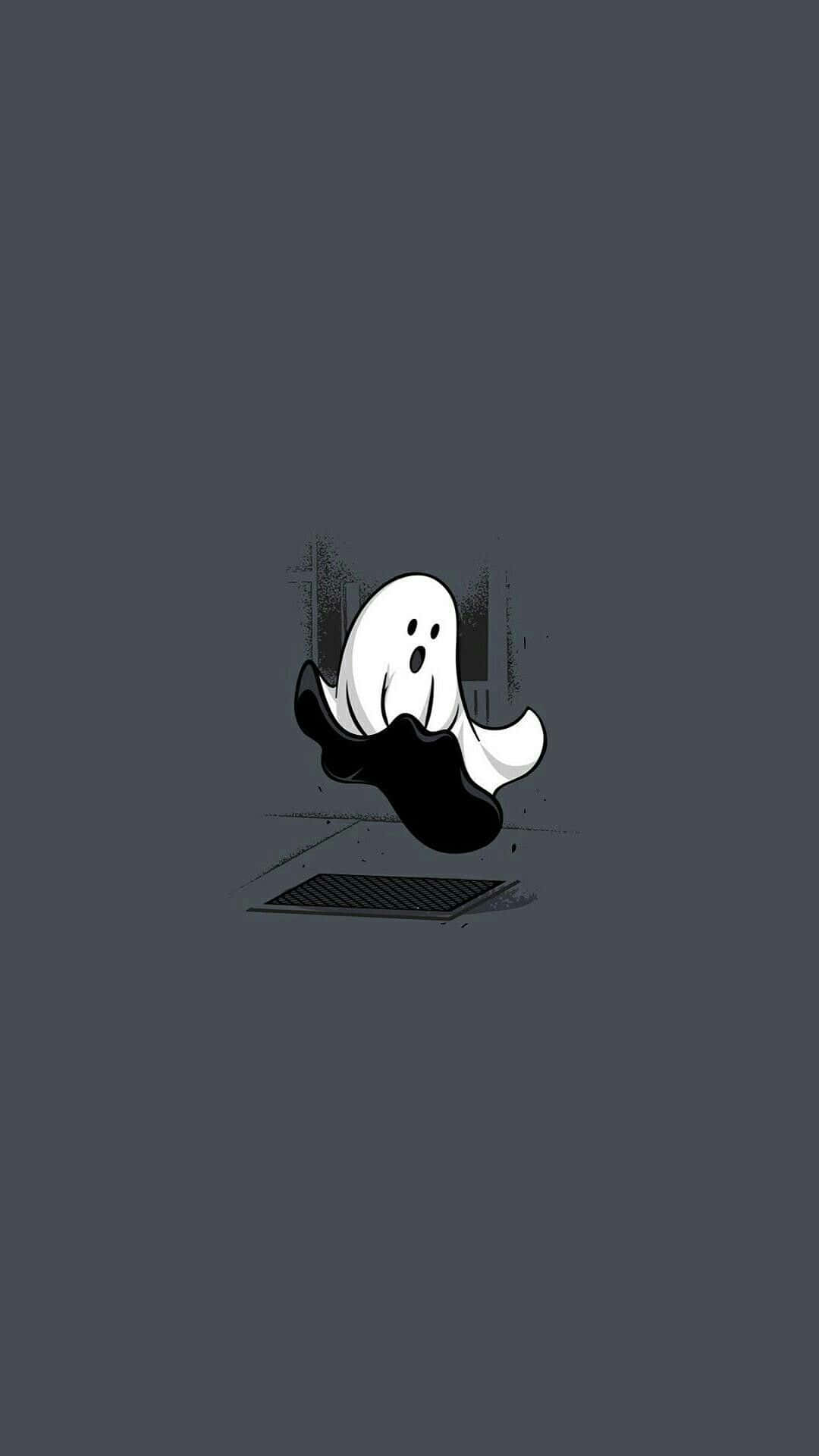 cute ghost, big eyes, dark doorway, Full HD Phone Wallpaper