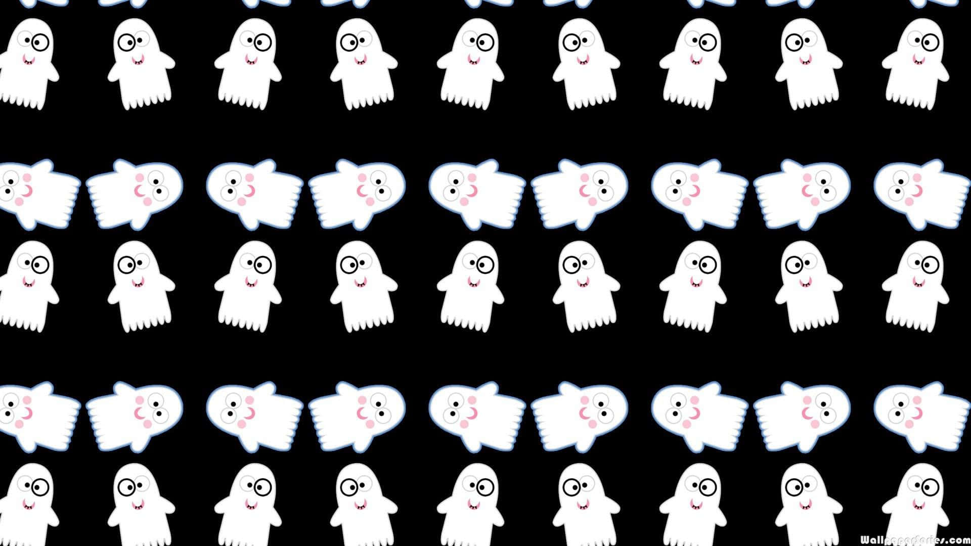 cute ghost, white cartoon ghosts, smiling faces, Full HD Desktop Wallpaper