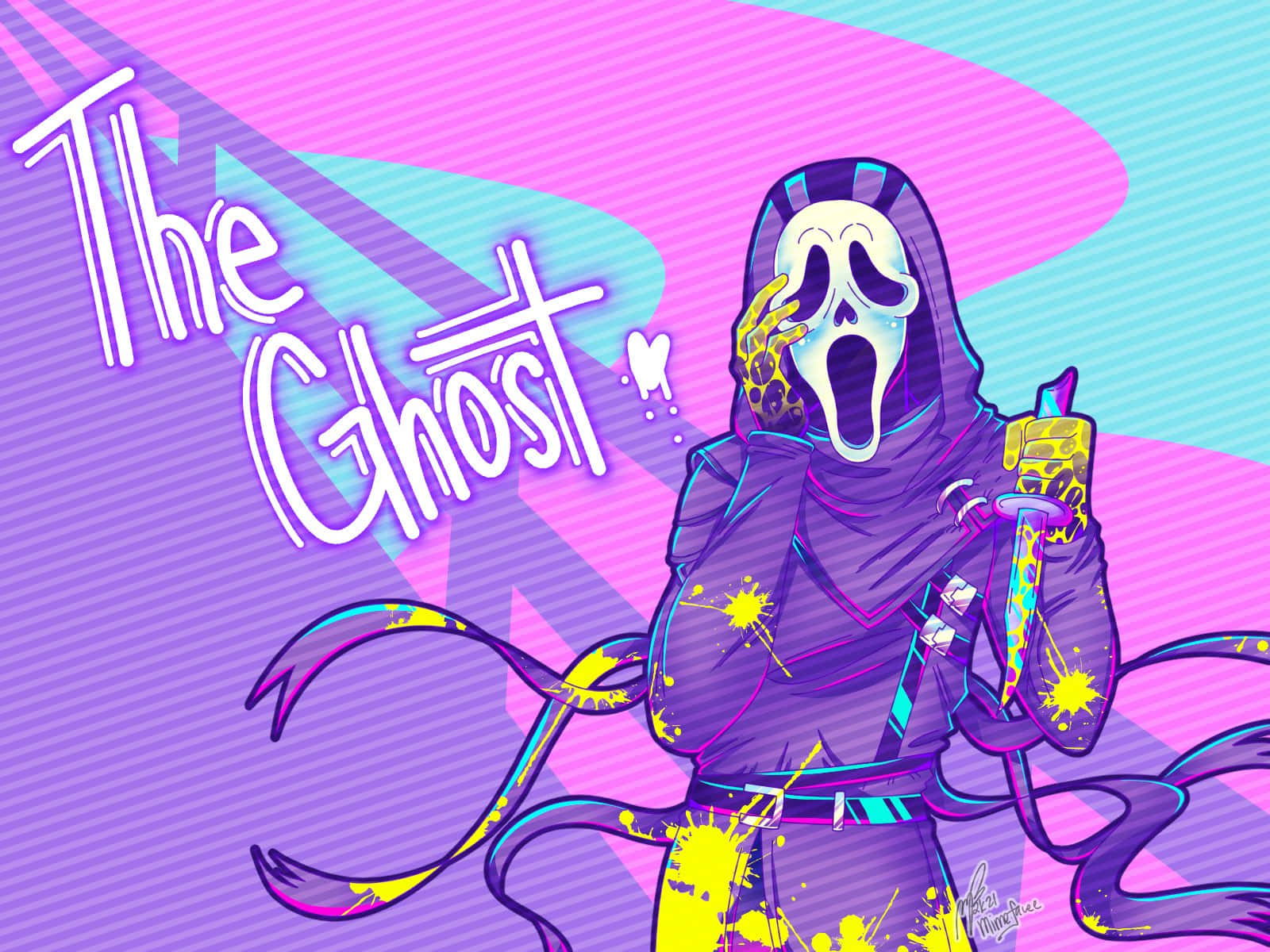 Cute Ghostface, purple hoodie, screaming mask, HD Desktop Wallpaper