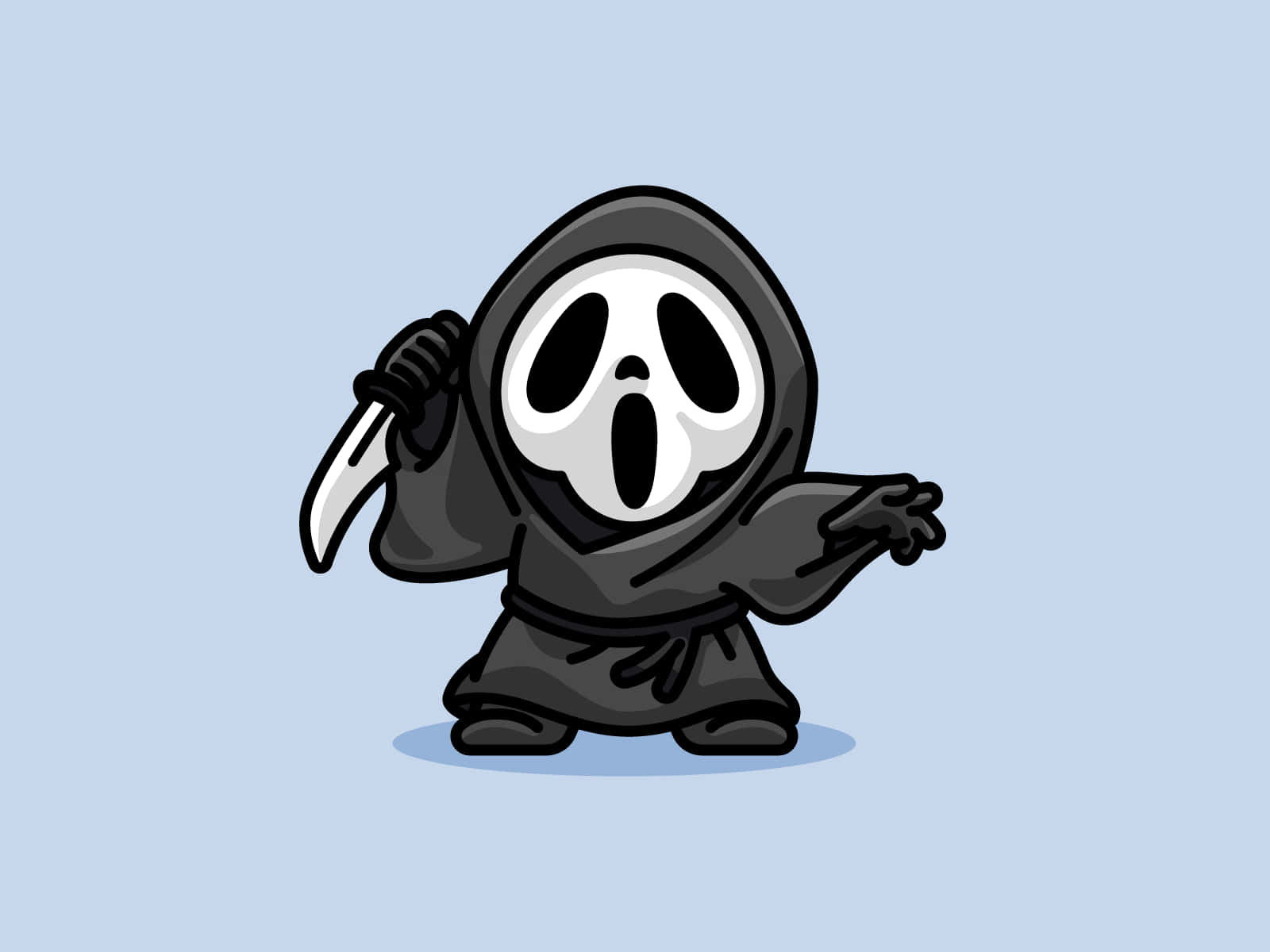 Cute Ghostface, small version, knife, HD Desktop Wallpaper