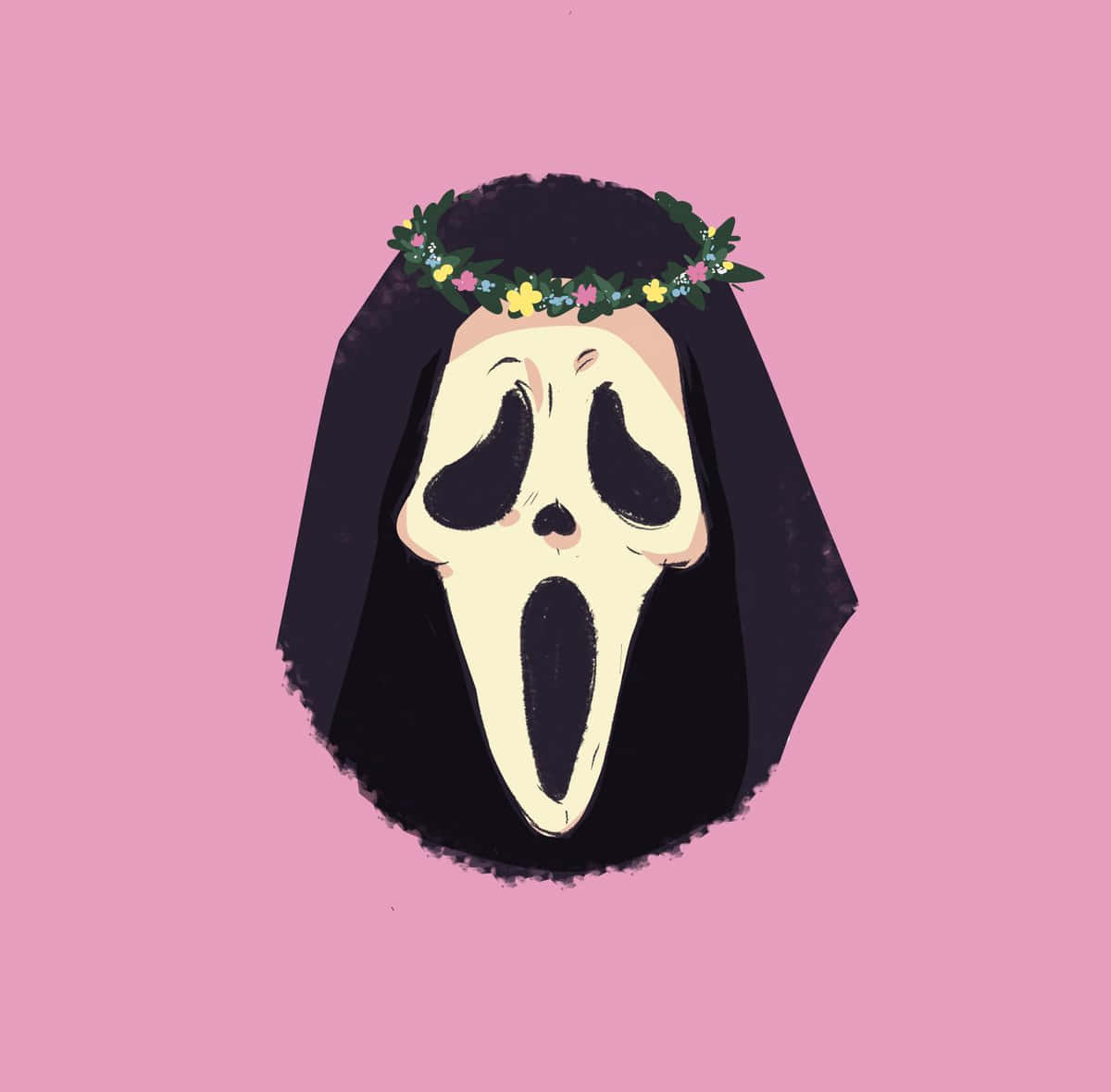 Cute Ghostface, flower crown, ghostface mask, SD Desktop Wallpaper