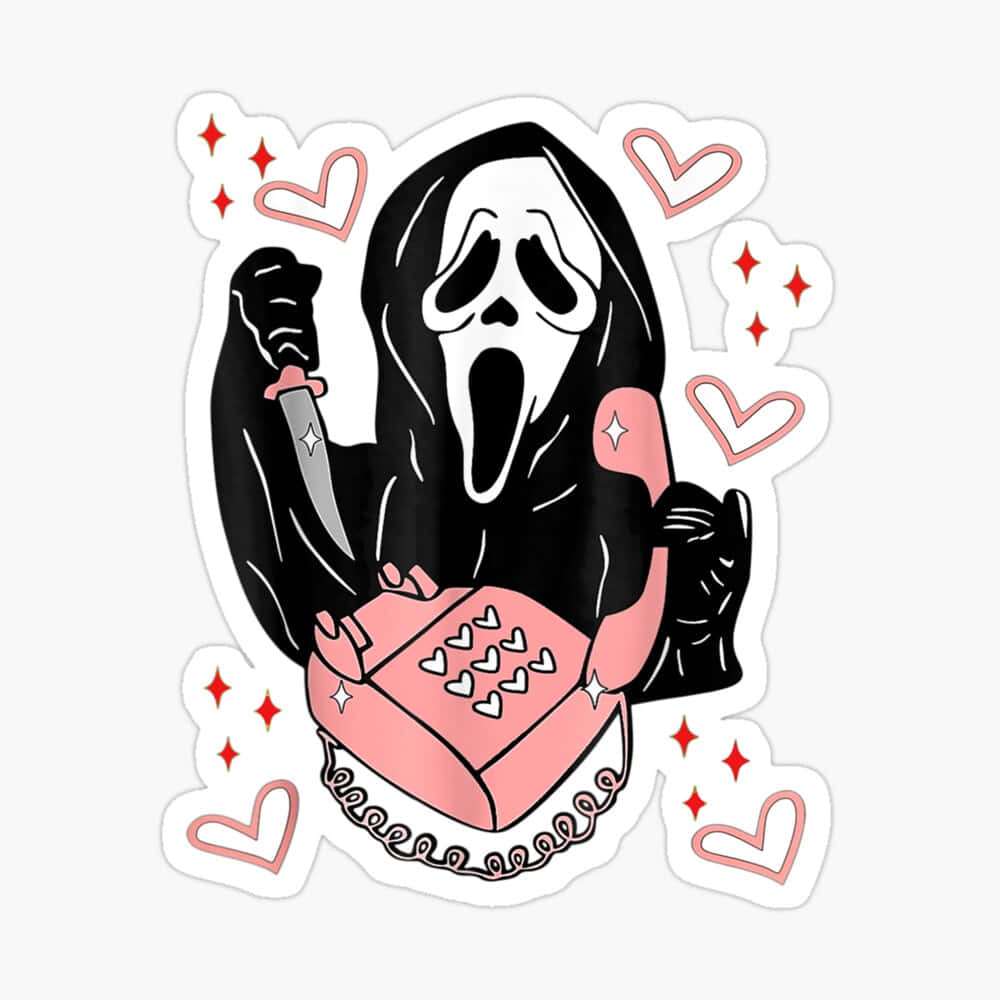 Cute Ghostface, pink telephone, pink heart box, SD Desktop Wallpaper