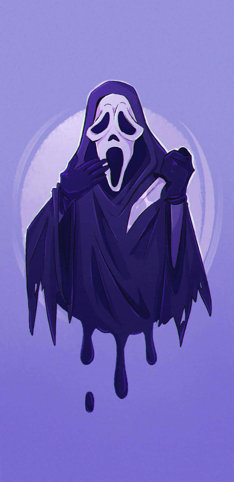 Cute Ghostface, purple background, lavender background, Full HD Phone Wallpaper
