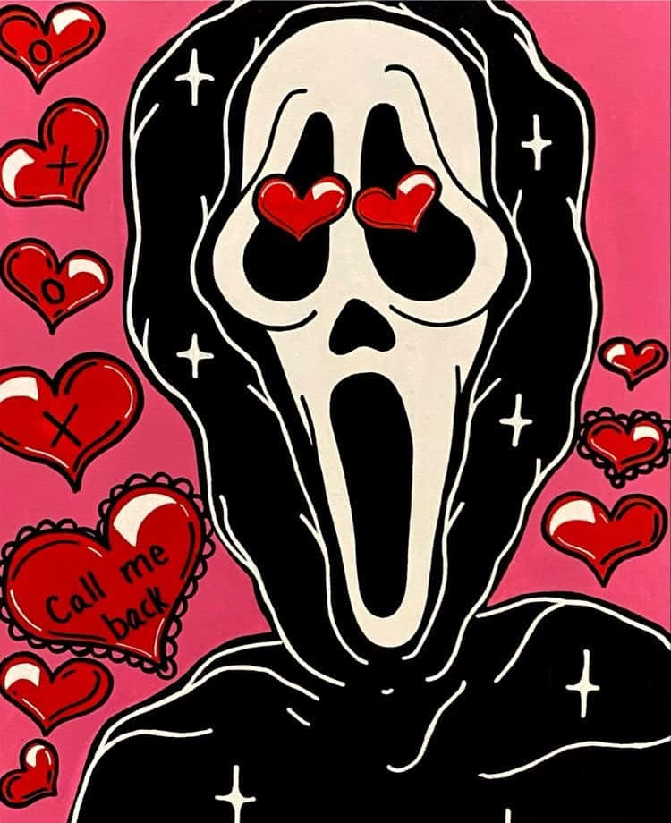 Cute Ghostface, heart-shaped eyes, Call me back heart, SD Phone Wallpaper