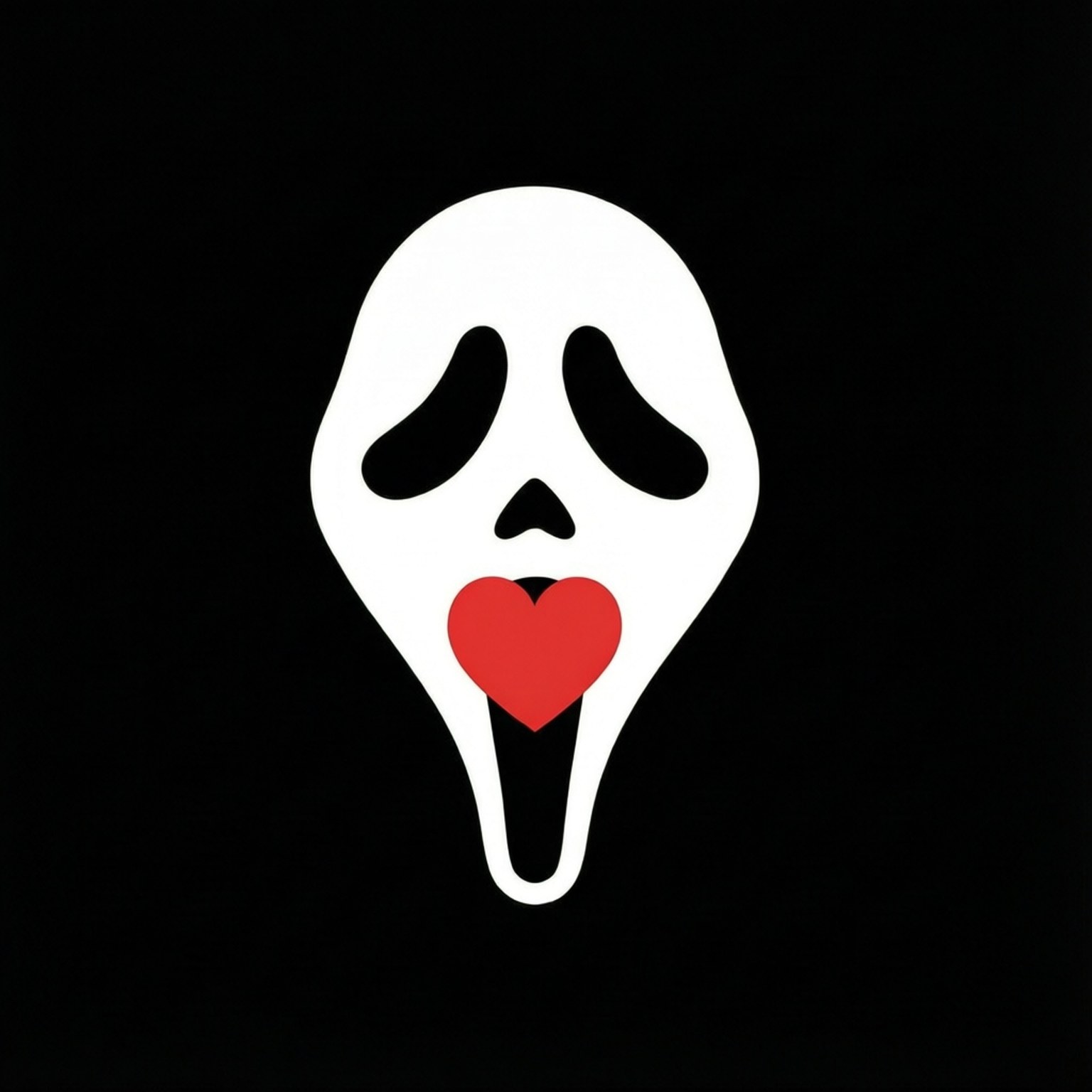 minimal heart ghostface, white ghost mask, black eye and mouth holes, HD Desktop Wallpaper