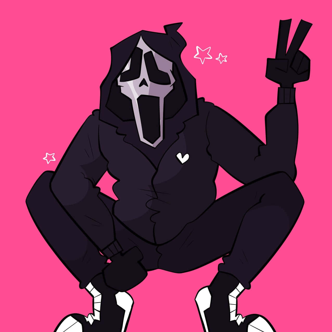 Cute Ghostface, peace sign, pink, SD Phone Wallpaper
