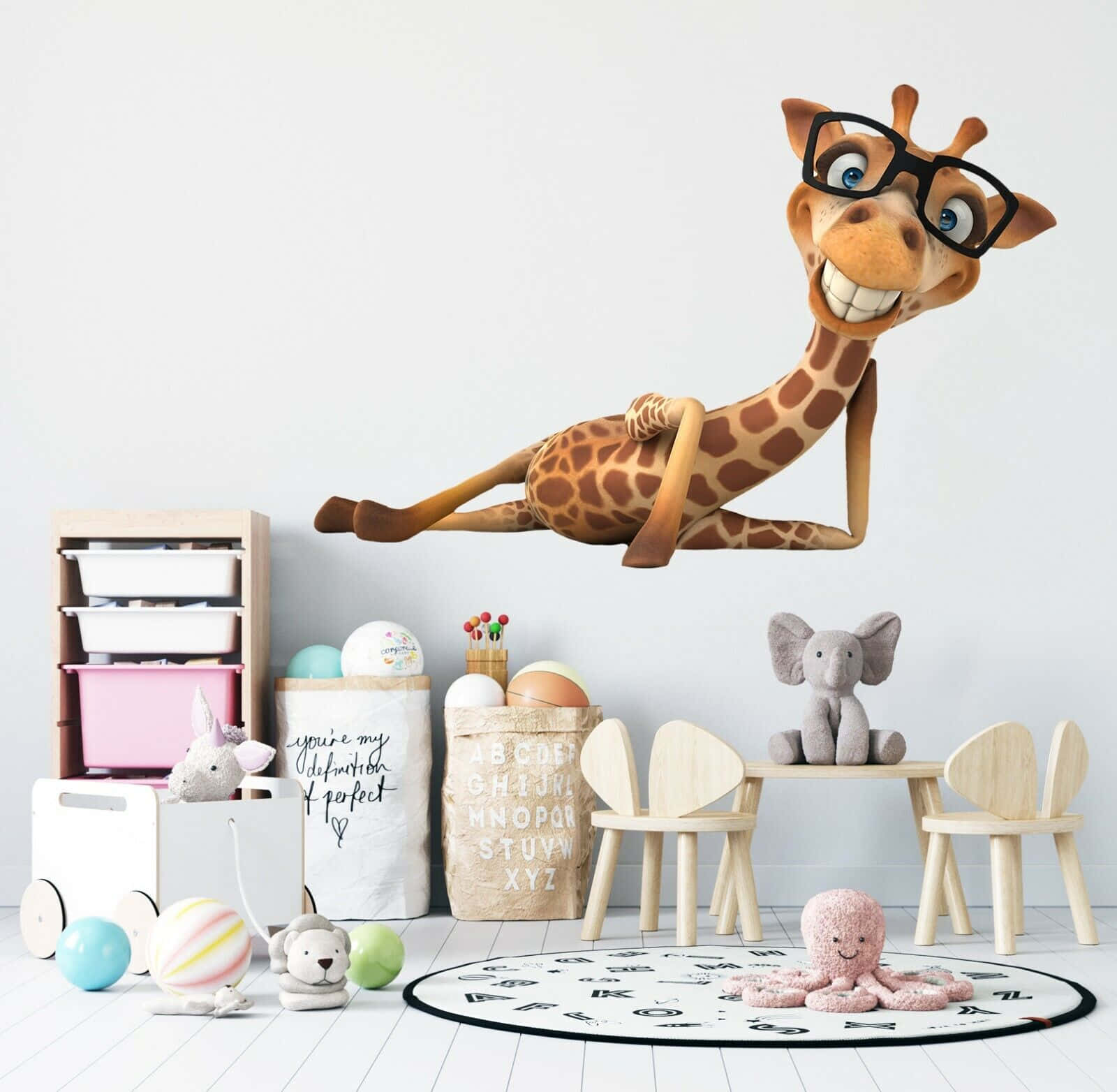 Cute Giraffe, kids room, cartoon giraffe, HD Desktop Wallpaper