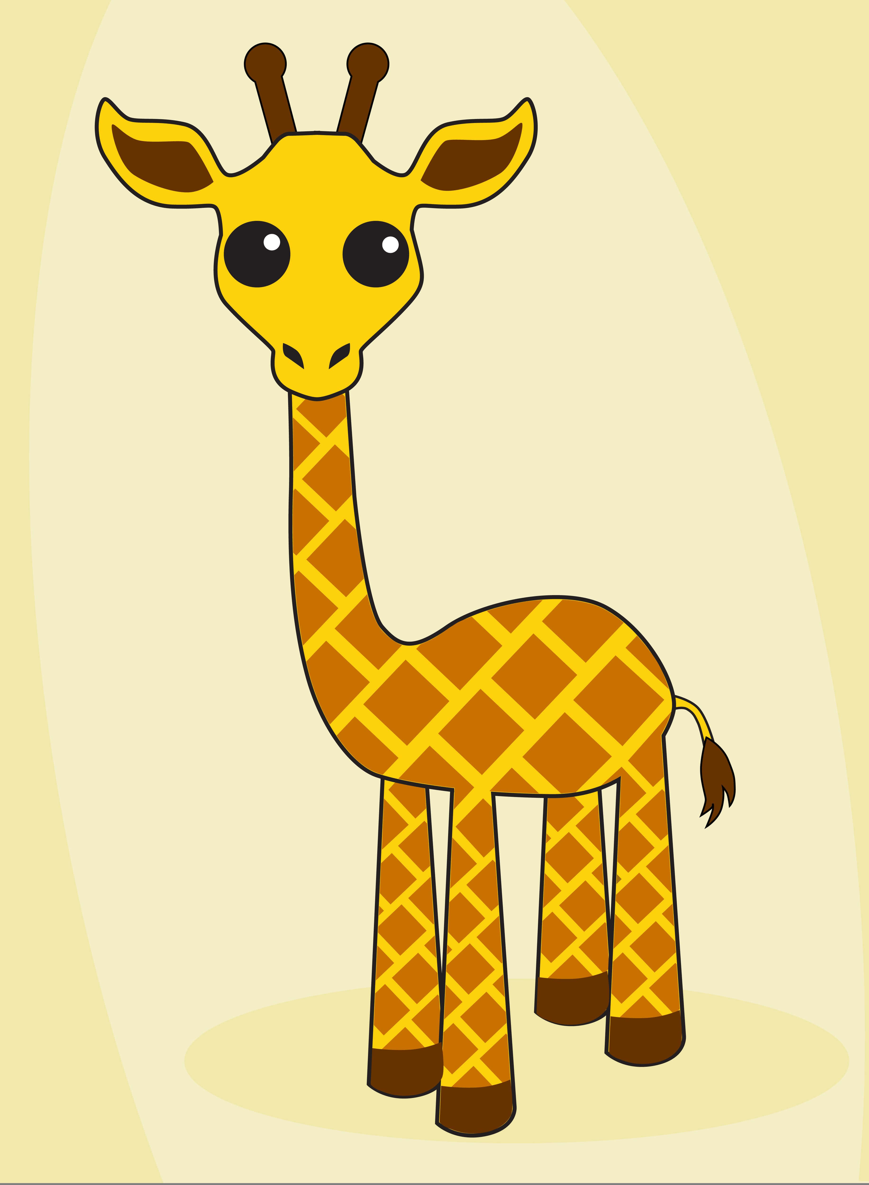kawaii giraffe, orange-yellow diamond pattern, big eyes, 4K Phone Wallpaper