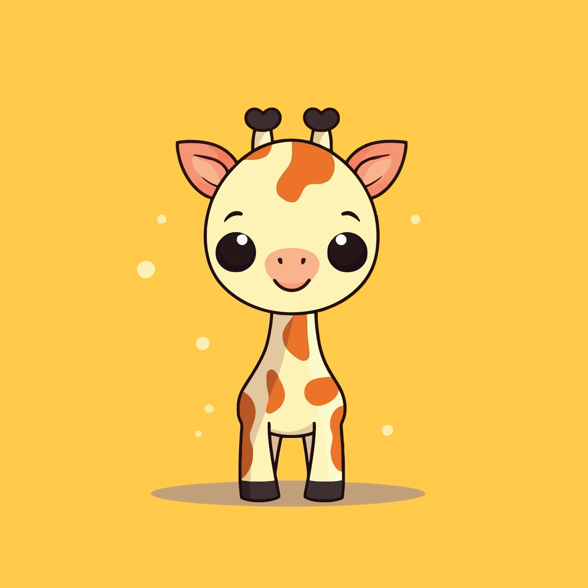 kawaii giraffe, colorful polka dots, big eyes, Full HD Desktop Wallpaper