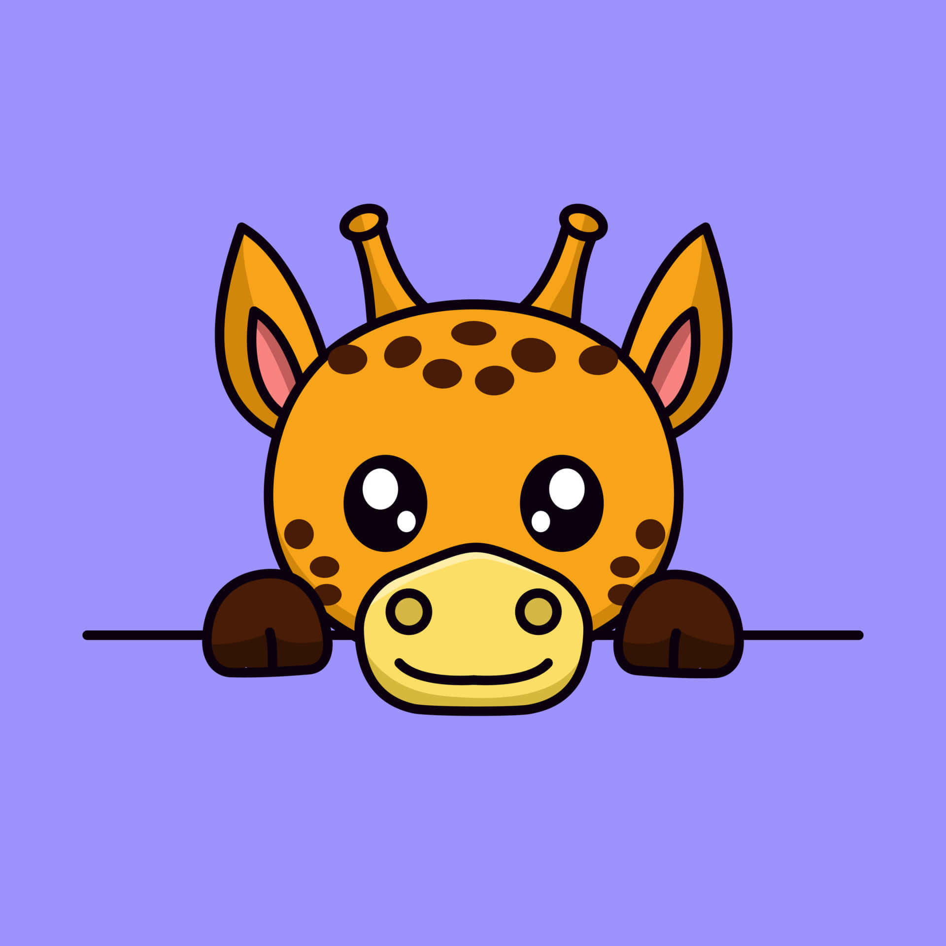 kawaii giraffe, colorful background, solid purple background, Full HD Desktop Wallpaper