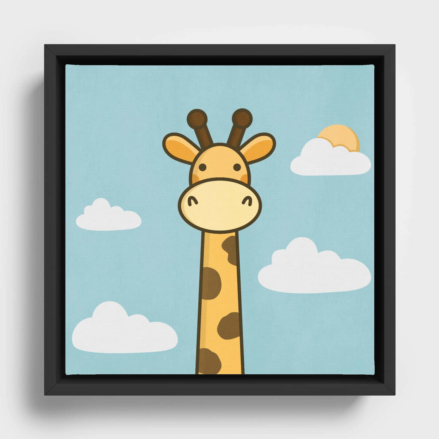 kawaii giraffe, brown spots, fluffy white clouds, HD Desktop Wallpaper