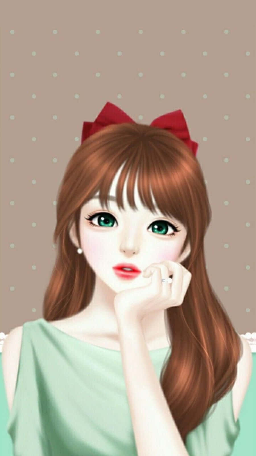 Korean anime girl, elegant top, green eyes, HD Phone Wallpaper