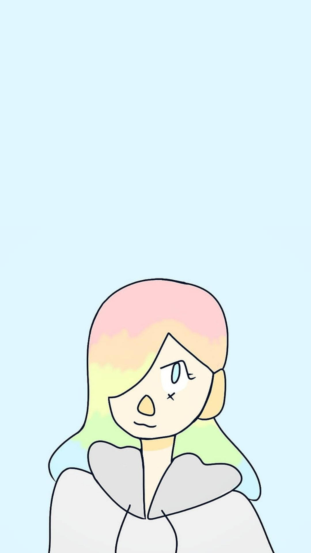 pastel girl cute aesthetic, rainbow hair, white hoodie, Full HD Phone Wallpaper