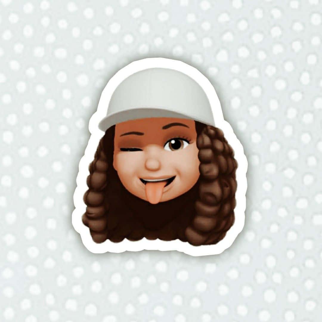 emoji girl, curly hair, winking, SD Desktop Wallpaper