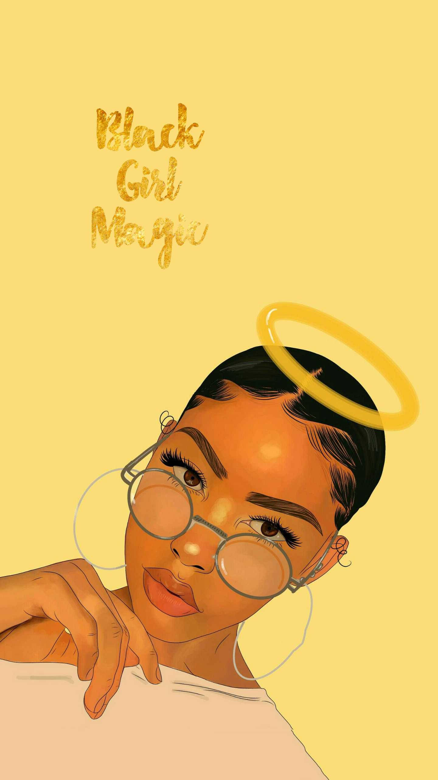 Black Girl Magic, halo, glasses, 2K Phone Wallpaper
