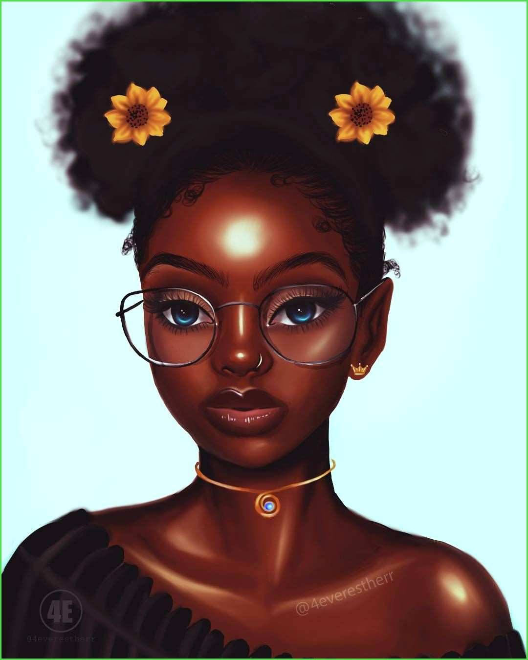 black glossy skinned girl, dark skin, voluminous afro hair, HD Phone Wallpaper