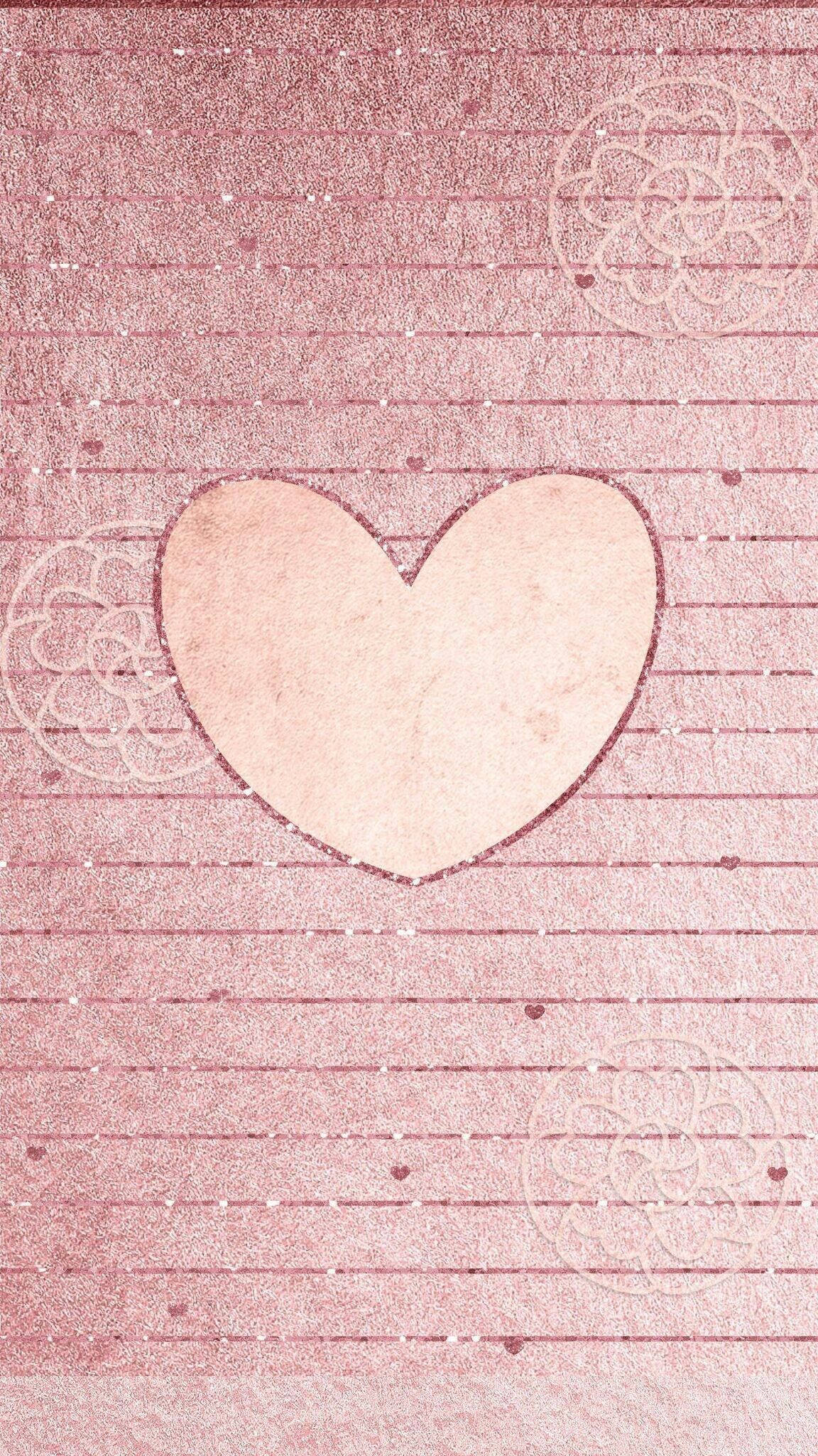 Wall Heart, soft pink, textured lined paper, Full HD Phone Wallpaper