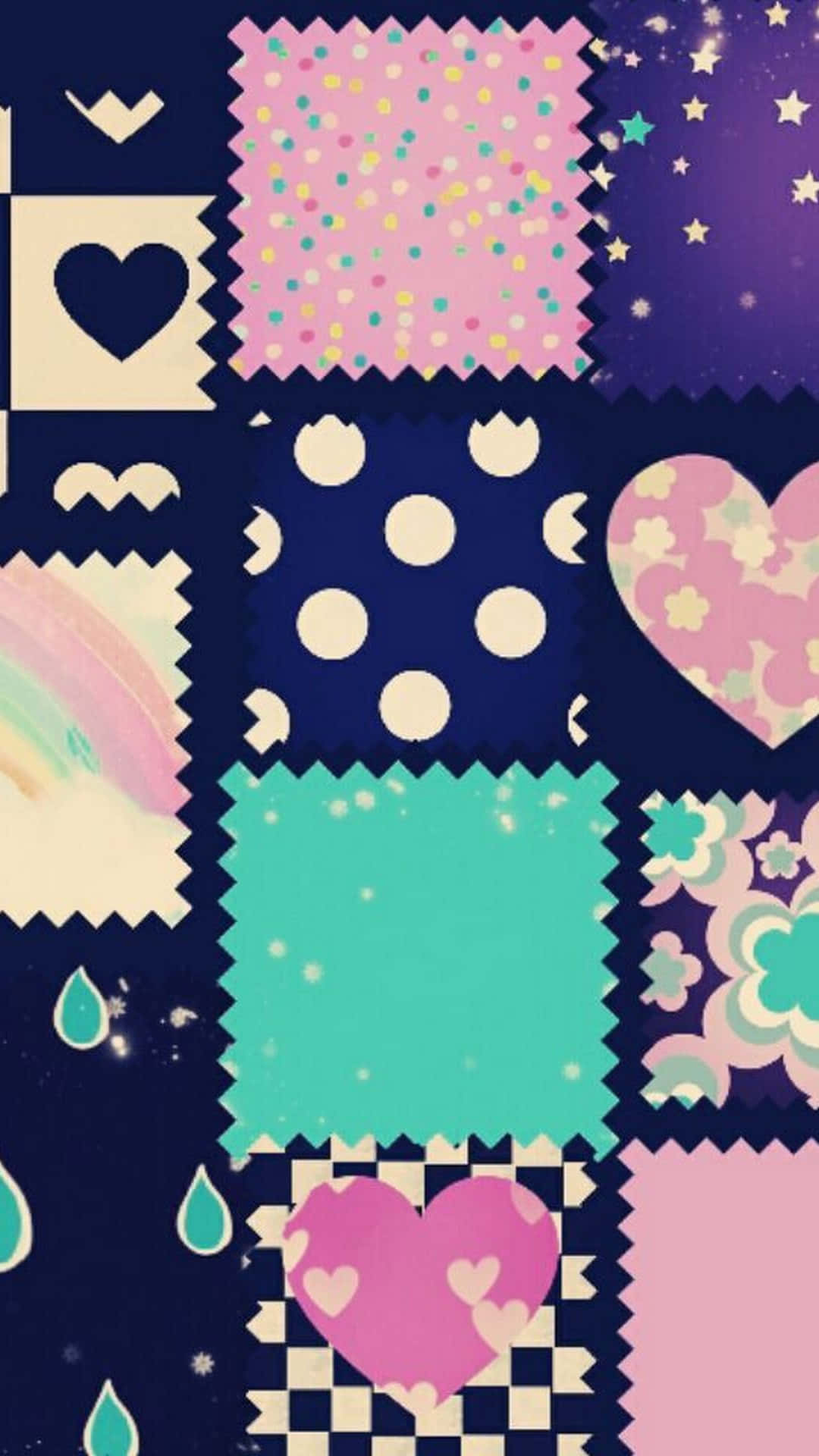 cute girly phone, vibrant patchwork, colorful geometric and floral patterns, Full HD Phone Wallpaper
