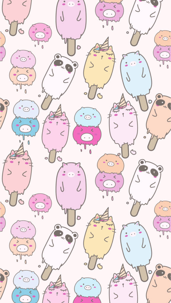 Animal Ice Cream Girly iPhone, pastel-colored, cute animal popsicles, SD Phone Wallpaper