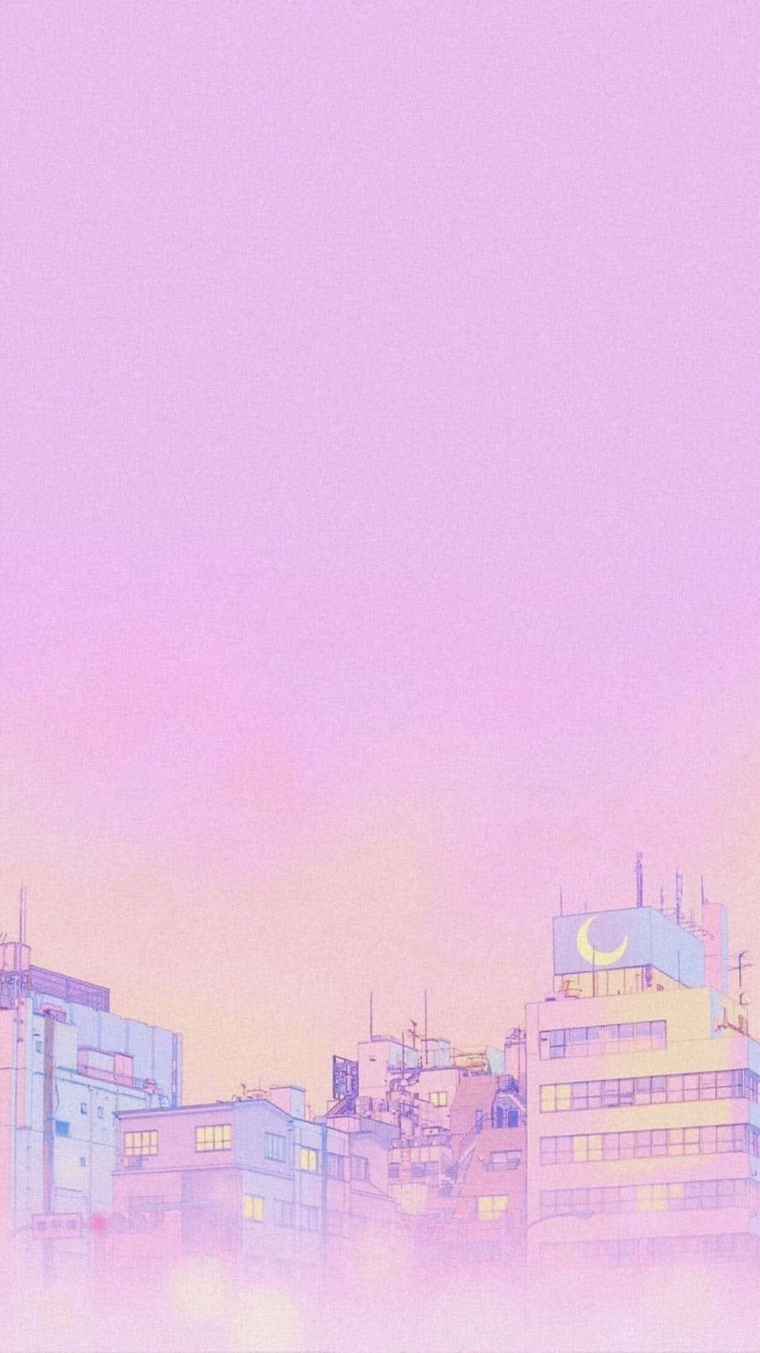 pastel pink, pastel purple, crescent moon, Full HD Phone Wallpaper