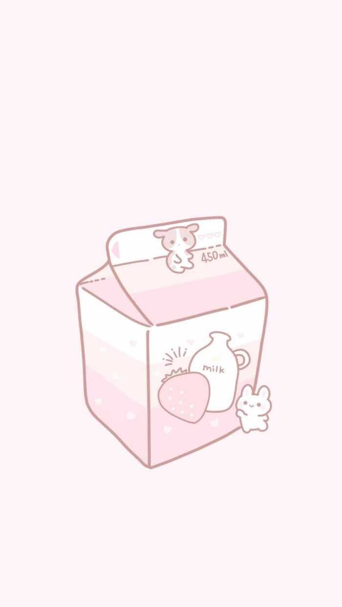 kawaii cute girly, strawberry milk, pastel pink, SD Phone Wallpaper