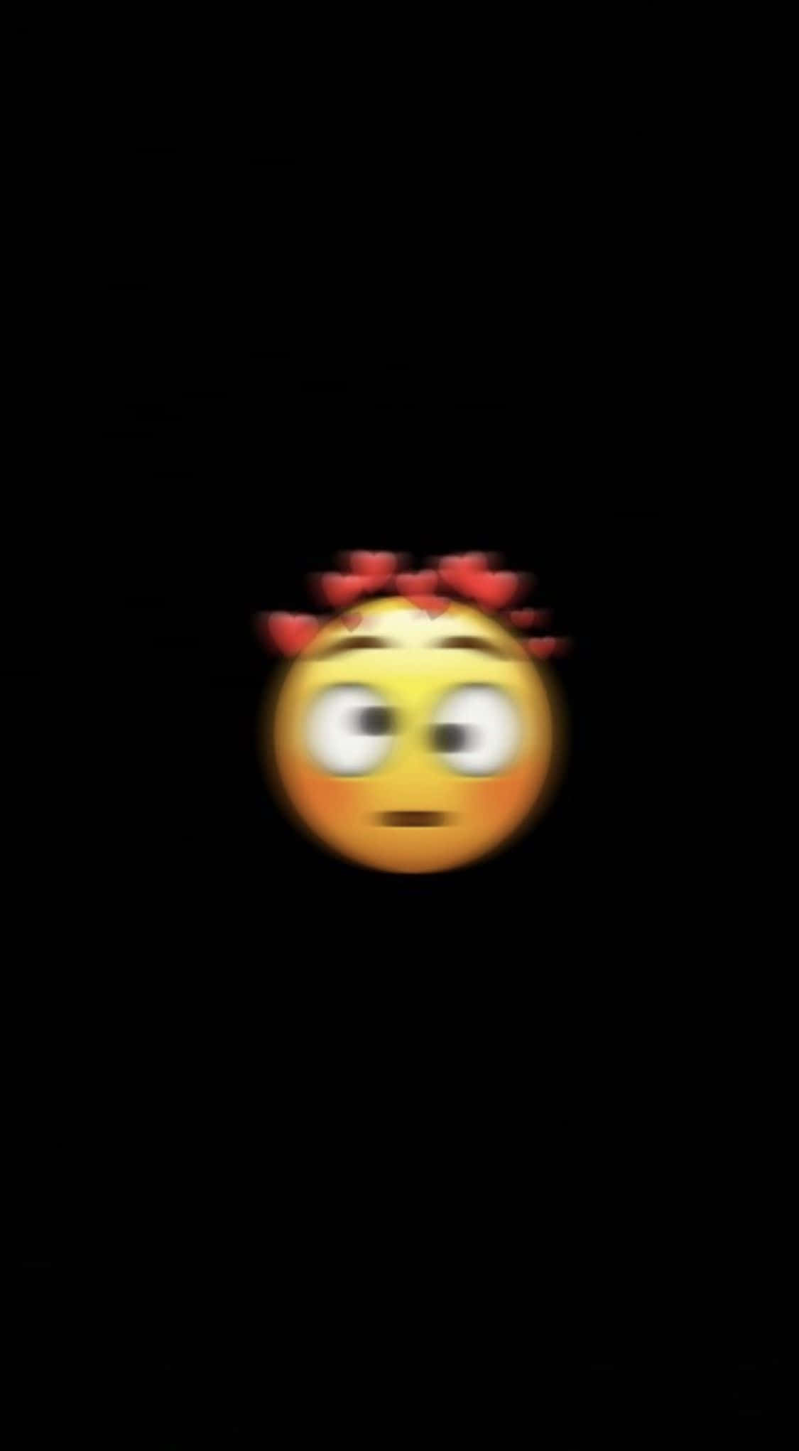 yellow emoji, red heart eyes, black background, Full HD Phone Wallpaper