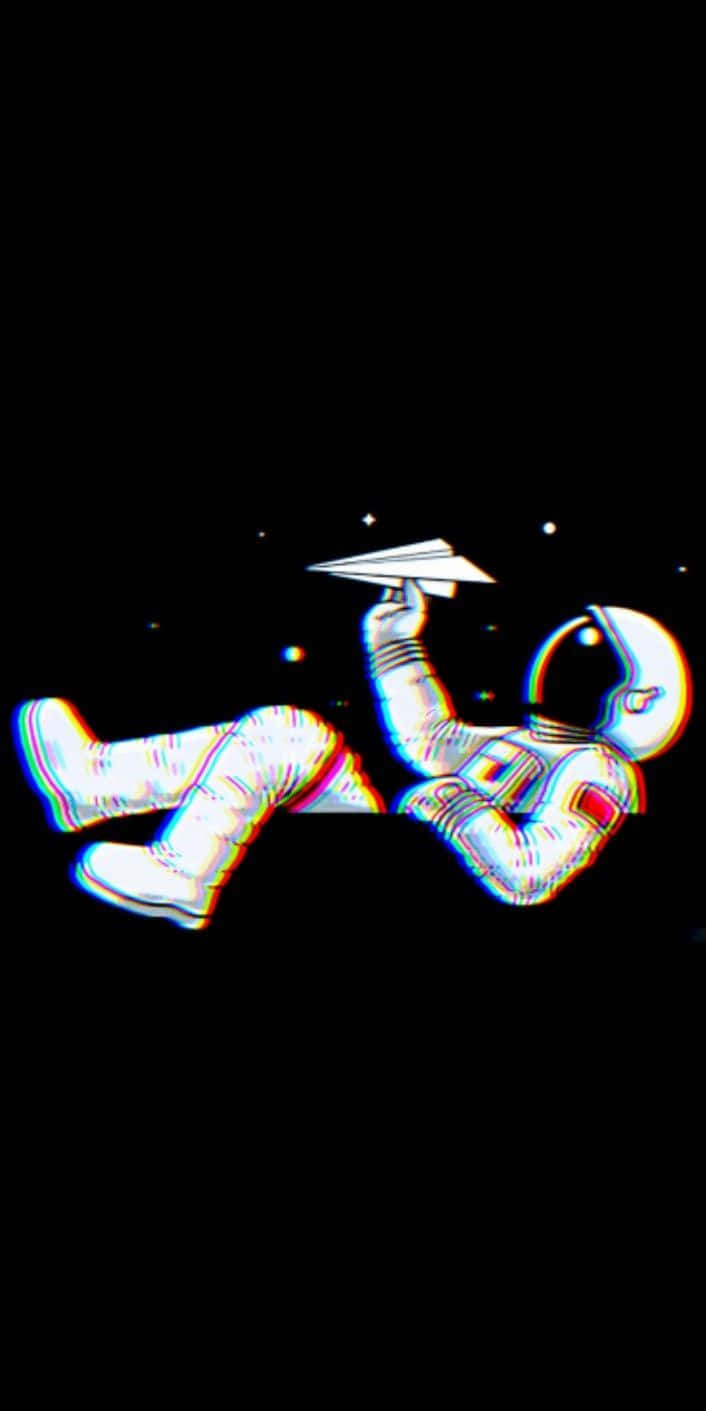 astronaut, paper airplane, starry black void, HD Phone Wallpaper