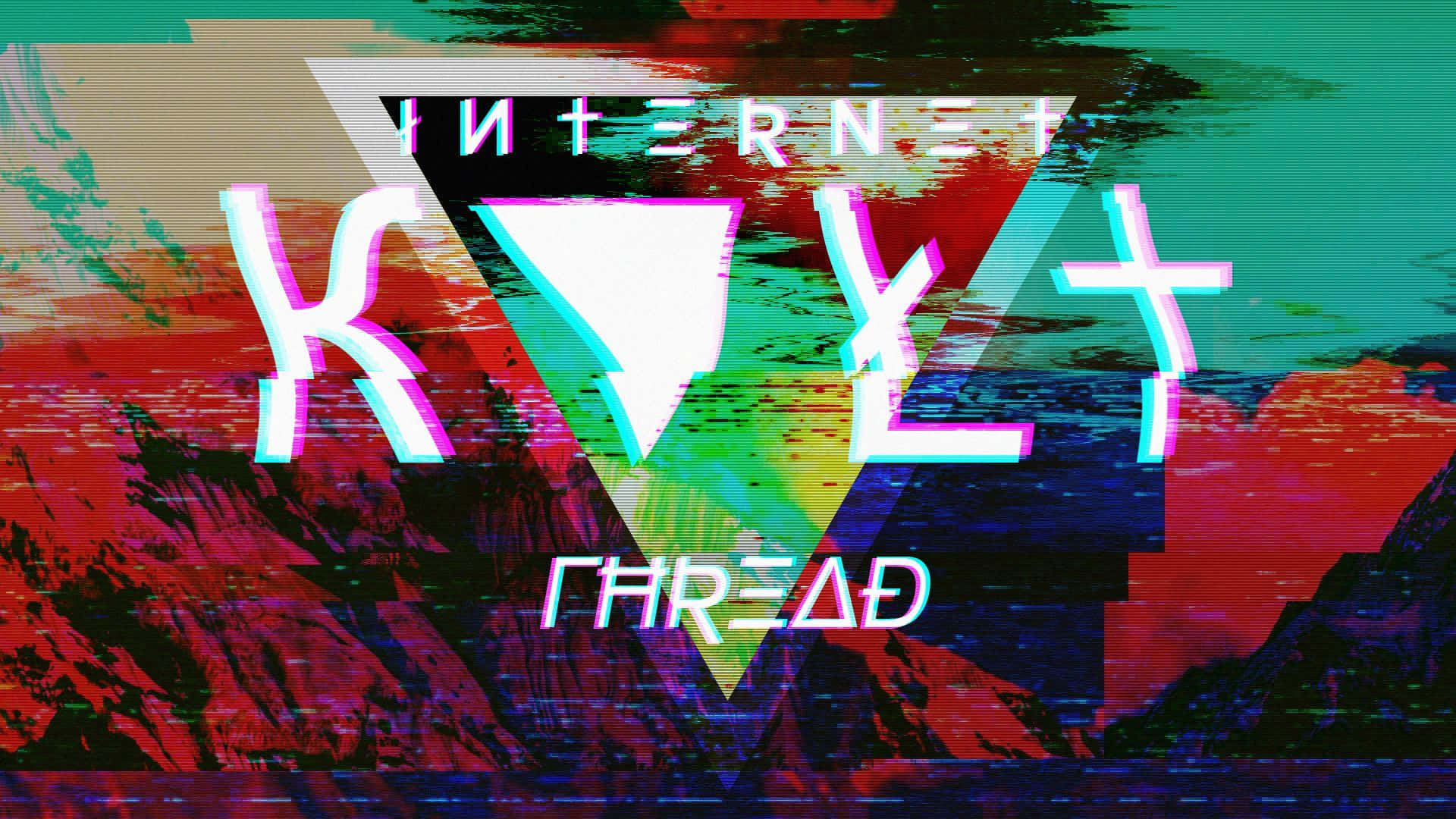 INTERNET KILL THREAD, glitch art, neon color bleed, Full HD Desktop Wallpaper