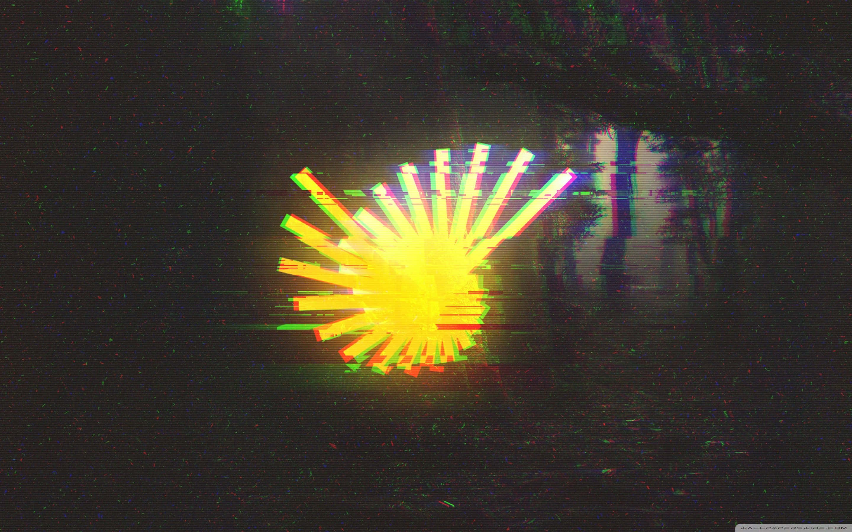 cute glitch, yellow, rainbow streaks, 2K Desktop Wallpaper