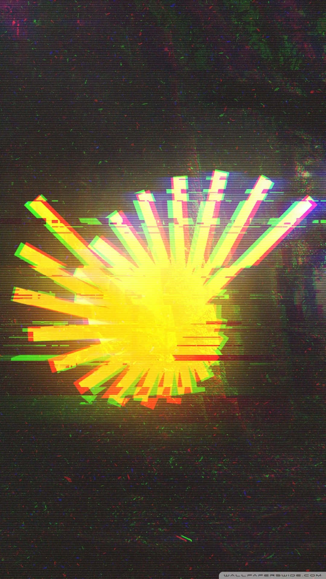 Cute Glitch, neon yellow green, red streaks, Full HD Phone Wallpaper