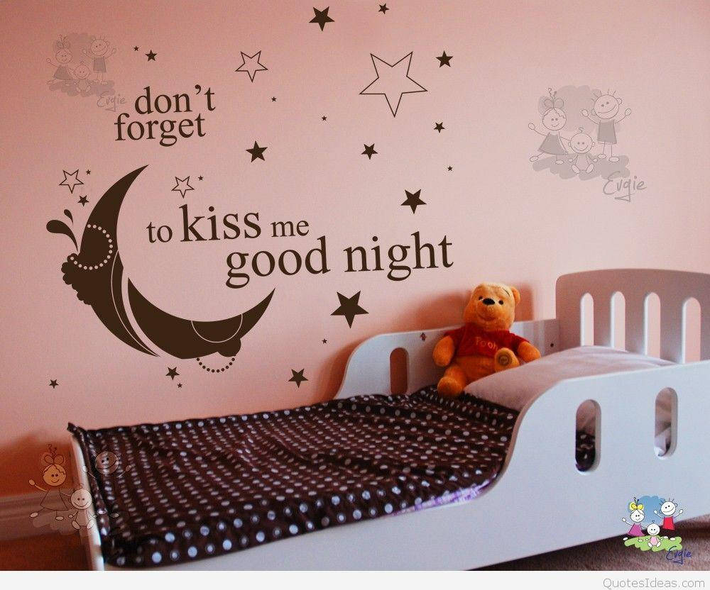 Cute Goodnight Kiss Wall Decal, moon, stars, SD Desktop Wallpaper