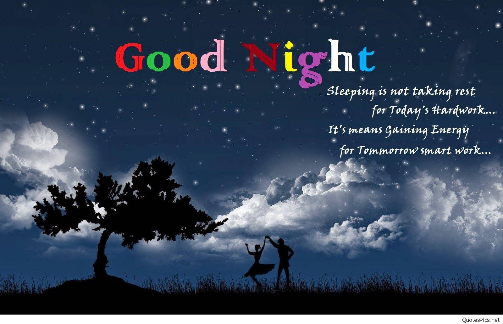 Good Night, starry night sky, silhouetted couple, HD Desktop Wallpaper