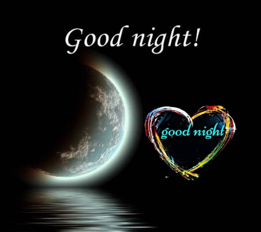 crescent moon, good night, heart-shaped splash, SD Desktop Wallpaper