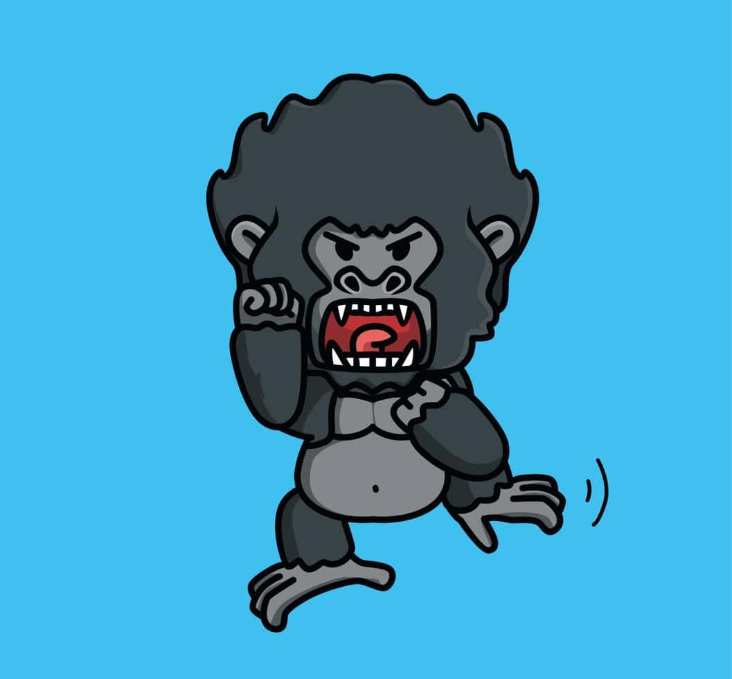 cartoon gorilla, dark fur, red mouth, SD Desktop Wallpaper