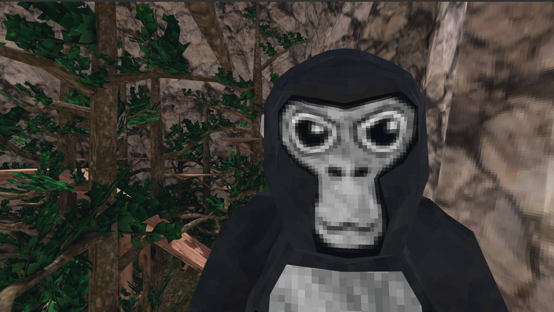 Pixel Art Gorilla Tag Pfp, black hoodie, forest, Full HD Desktop Wallpaper