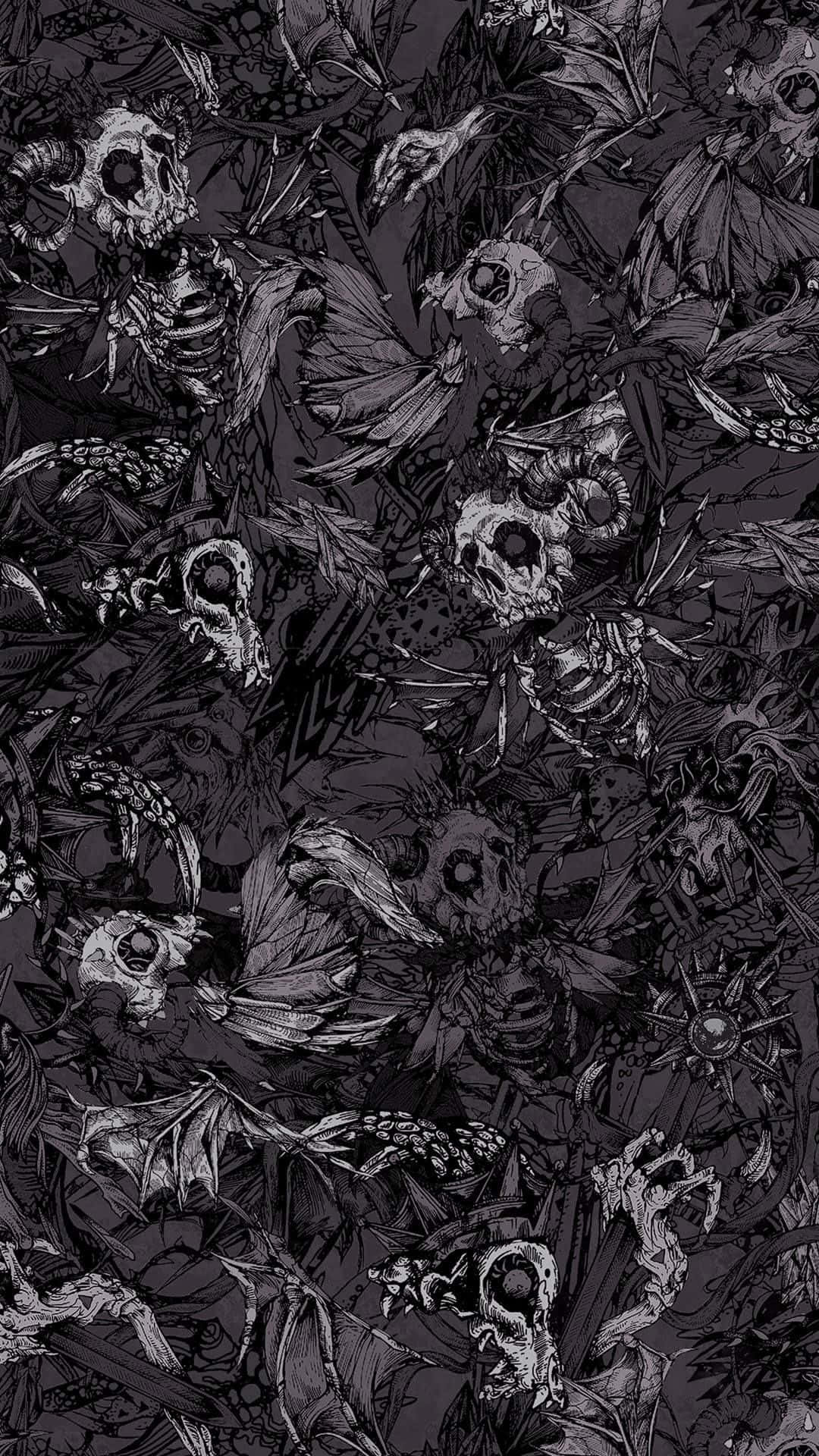 Cute Gothic, skulls, bats, Full HD Phone Wallpaper