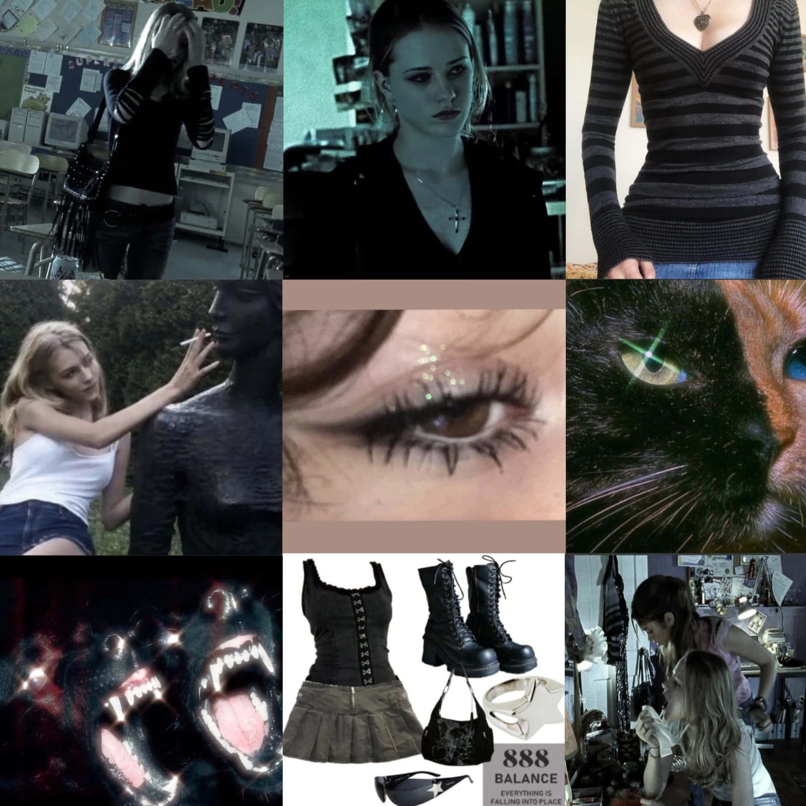 Y2 K Gothic Aesthetic Collage, distressed girl, classroom, HD Desktop Wallpaper