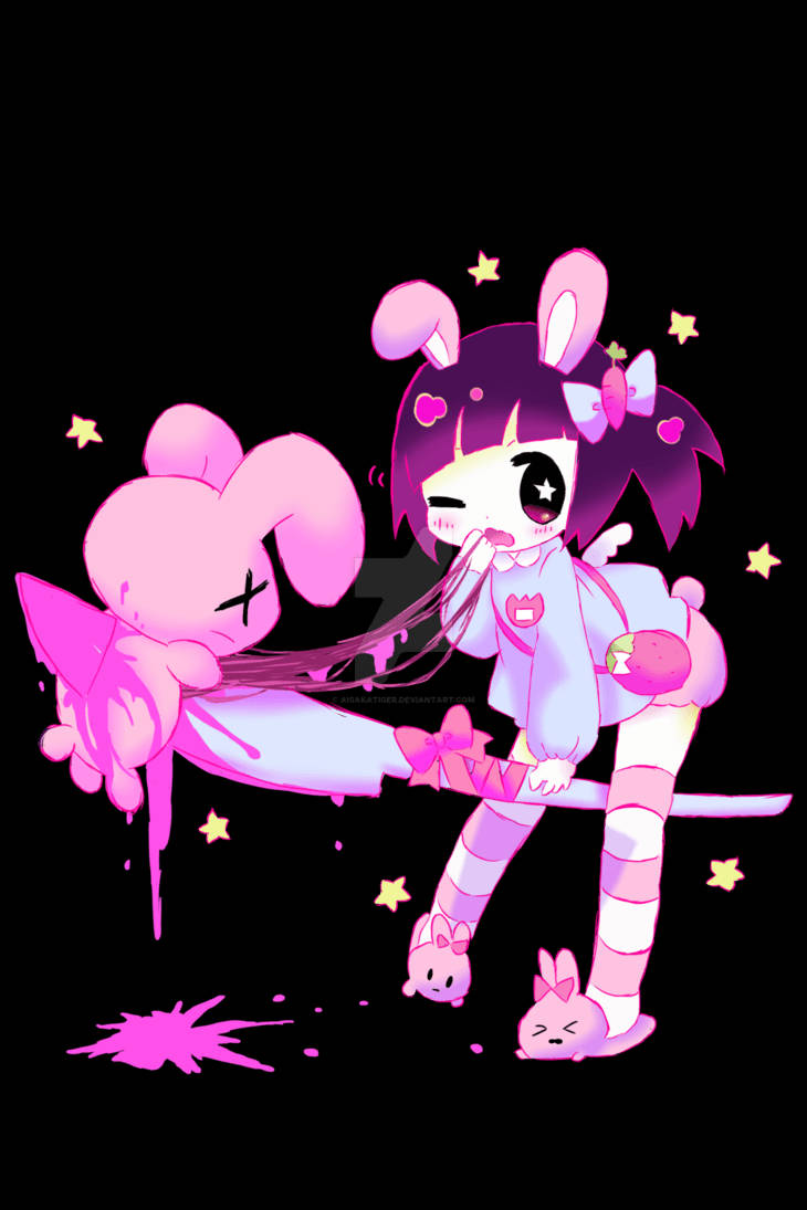 pastel gore, pink bunny girl, matching outfit, SD Phone Wallpaper