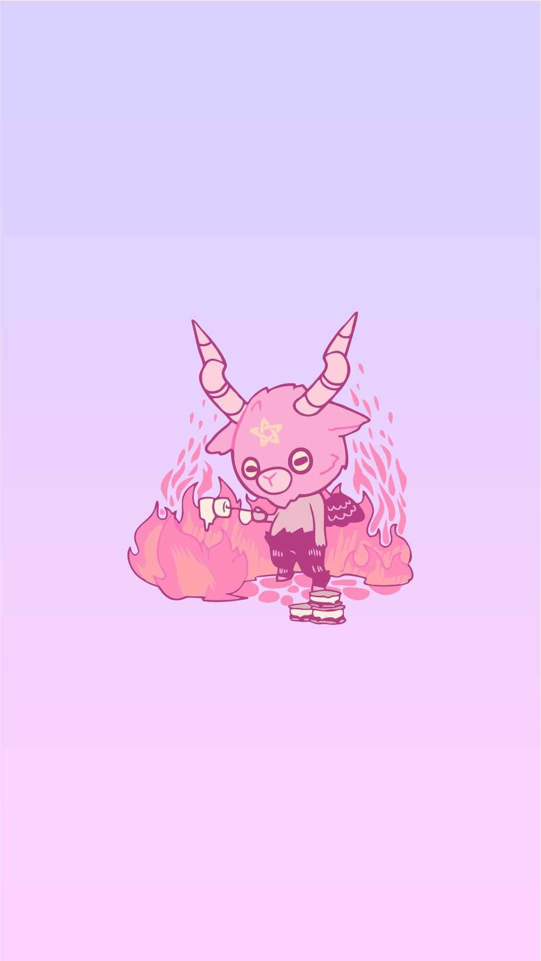 pink, purple demon, horns, Full HD Phone Wallpaper