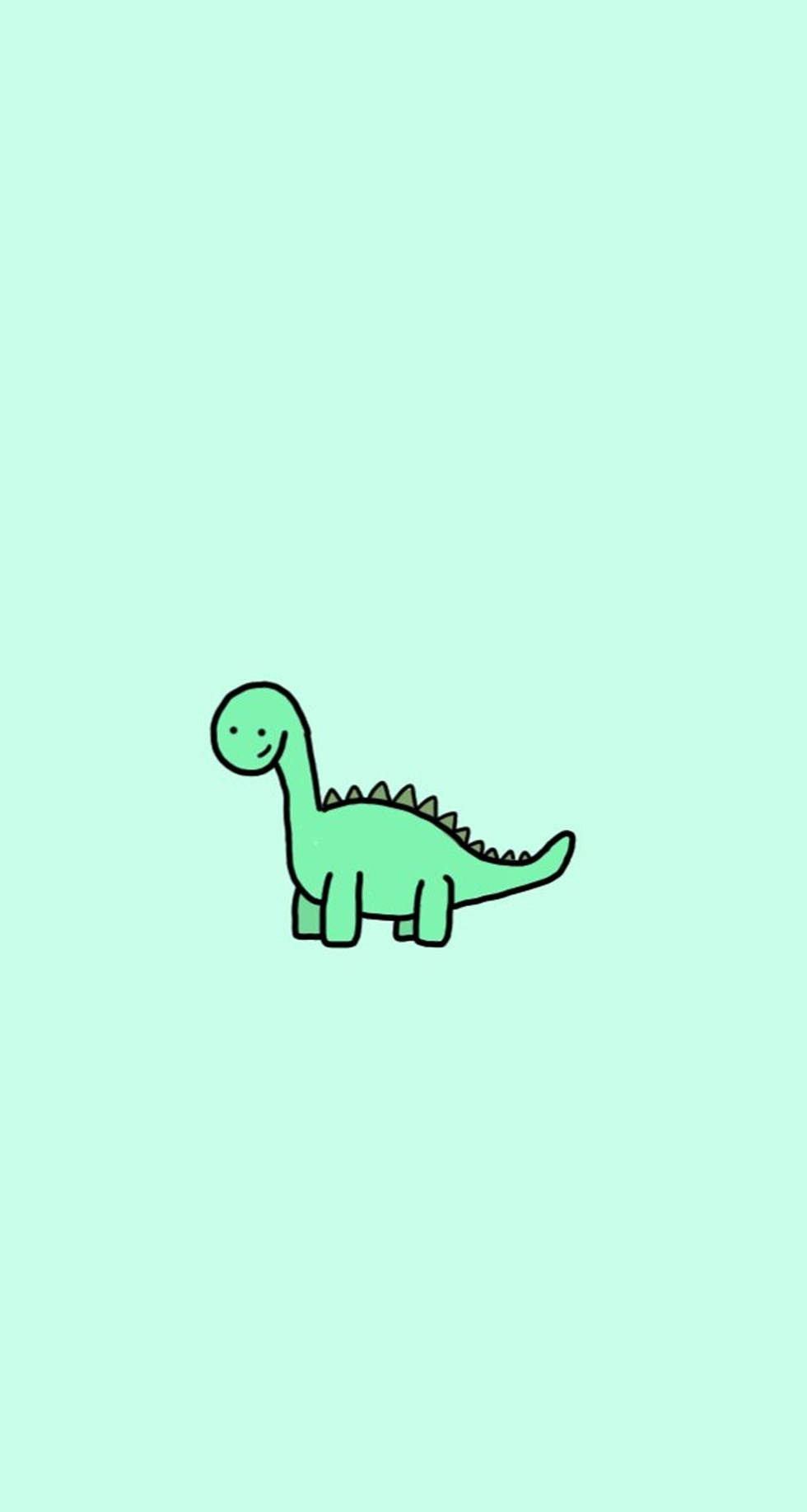 green dinosaur, smiling face, mint green background, HD Phone Wallpaper
