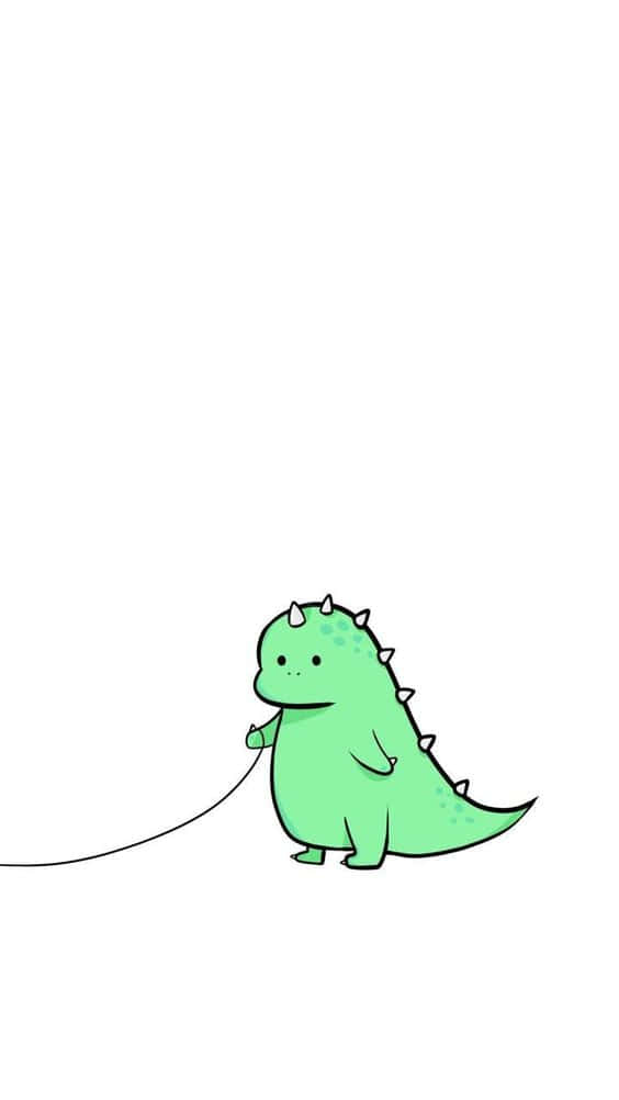 green dinosaur, spikes, leash, SD Phone Wallpaper