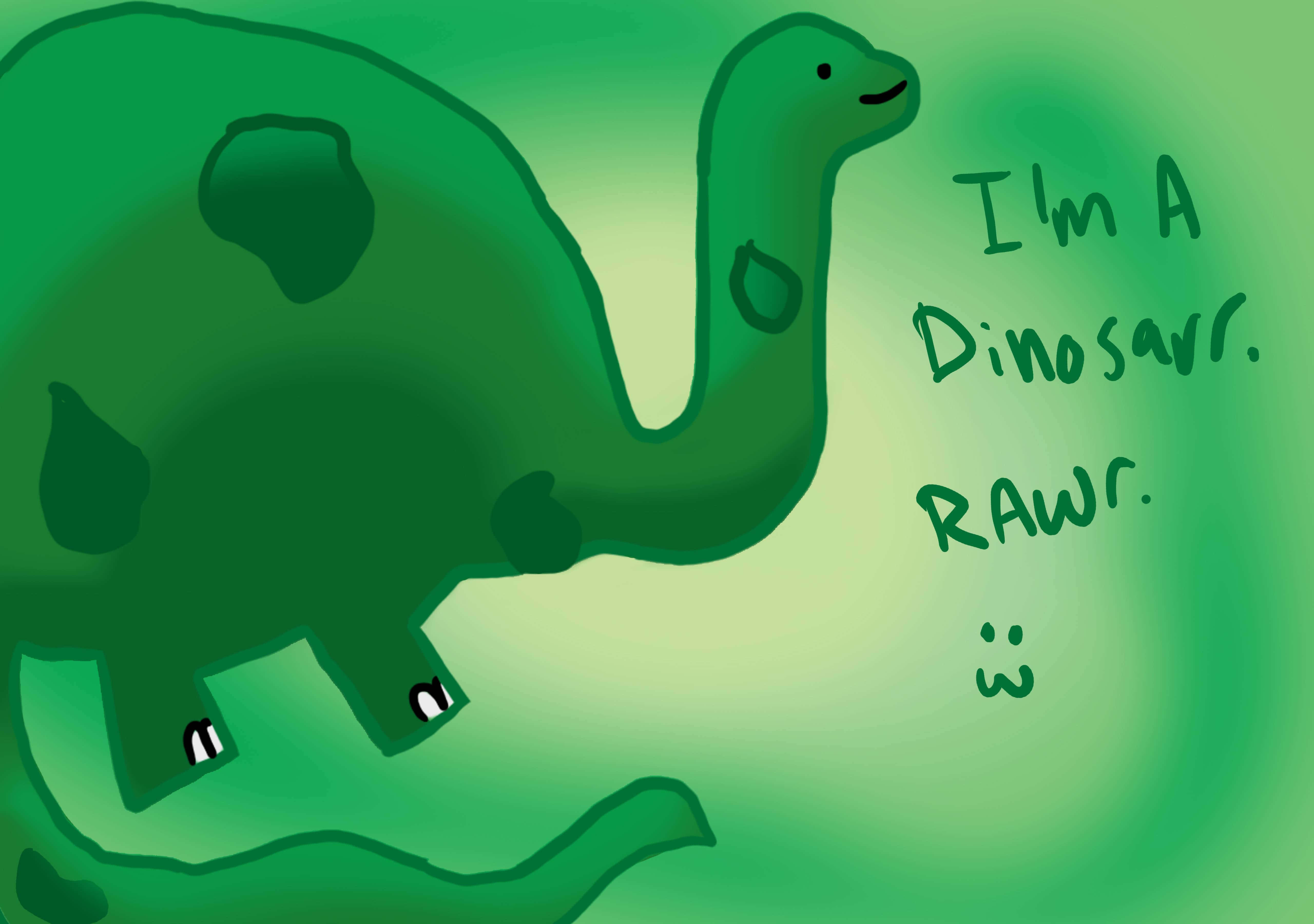 Cute Green Dinosaur, spots, smiles, 5K Desktop Wallpaper