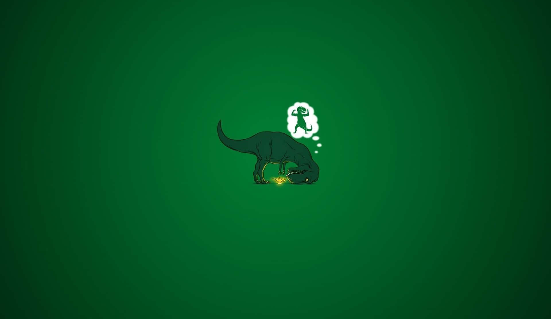 cute green dinosaur, dark green, cartoon dinosaur, Full HD Desktop Wallpaper