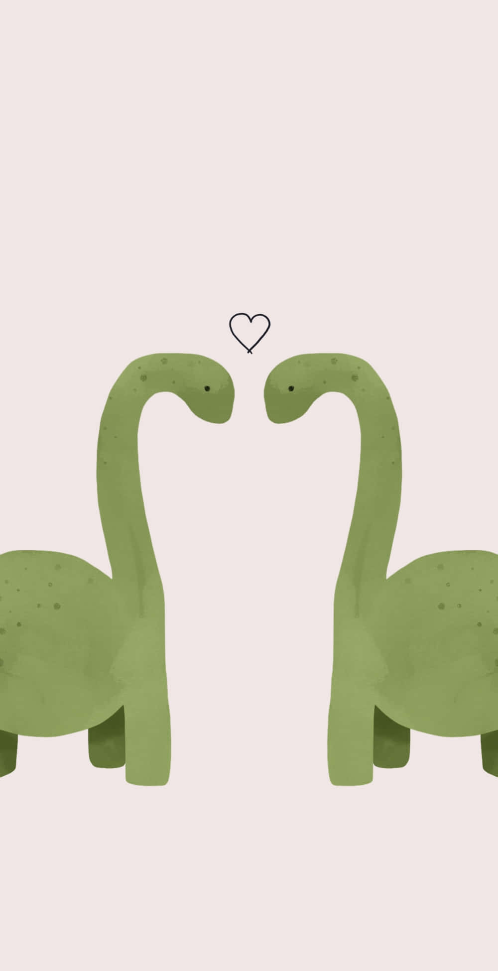 cute green brontosaurus dinosaurs, heart above their heads, soft beige background, Full HD Phone Wallpaper