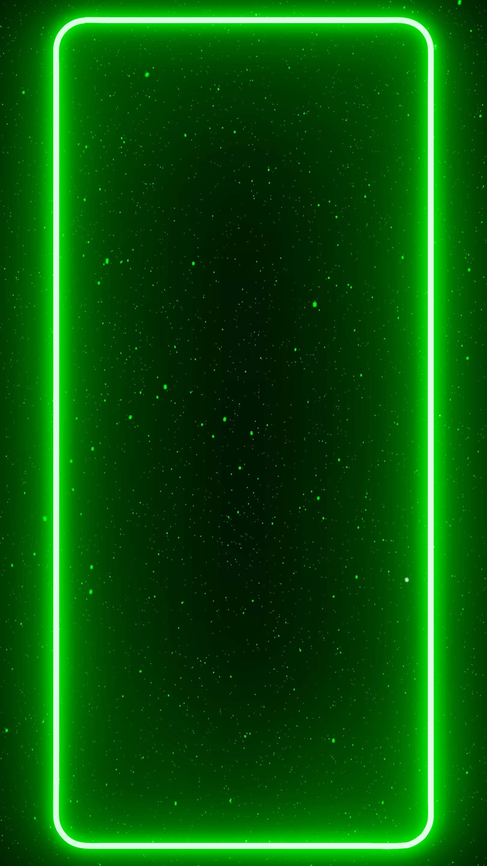 green neon aesthetic, glowing green neon rectangle, starry cosmic background, 2K Phone Wallpaper