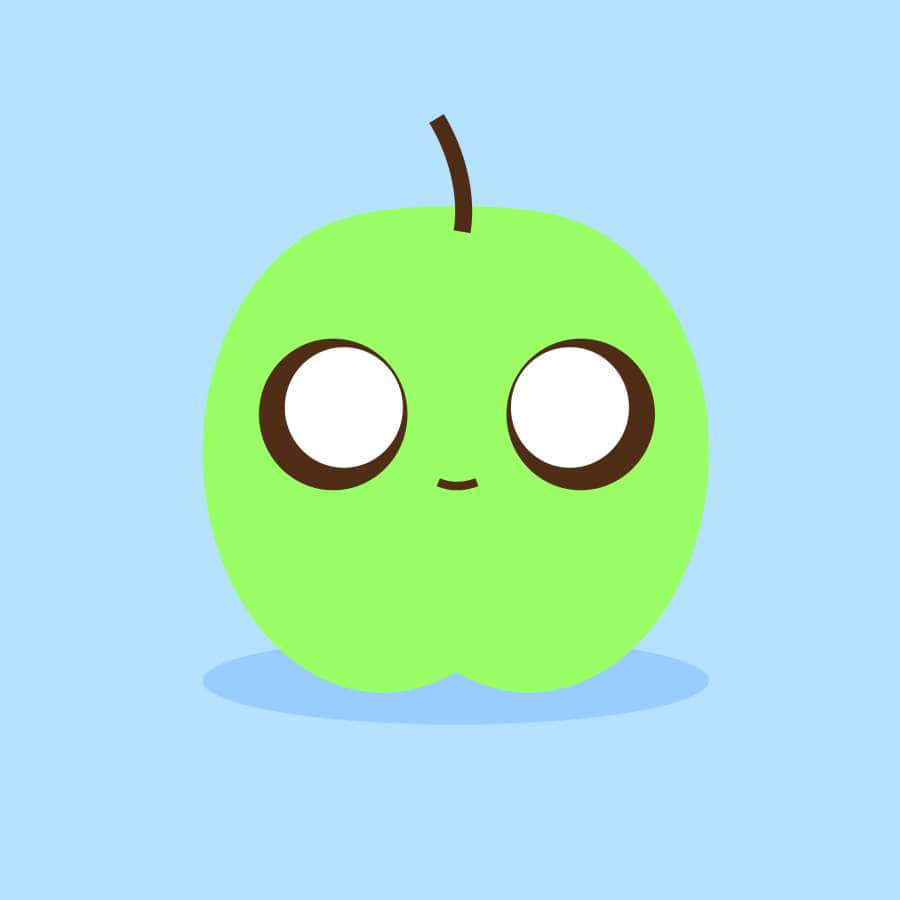 cute green kawaii, green apple, big round eyes, SD Desktop Wallpaper